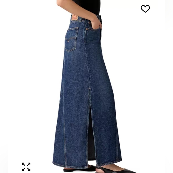 Levi's Dark Blue Denim Mid-rise/side Slit Skirt - Picture 3 of 3
